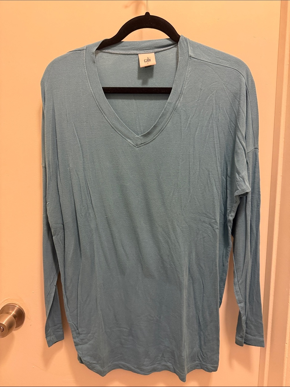 CAbi Light Blue V-Neck Long Sleeve Shirt